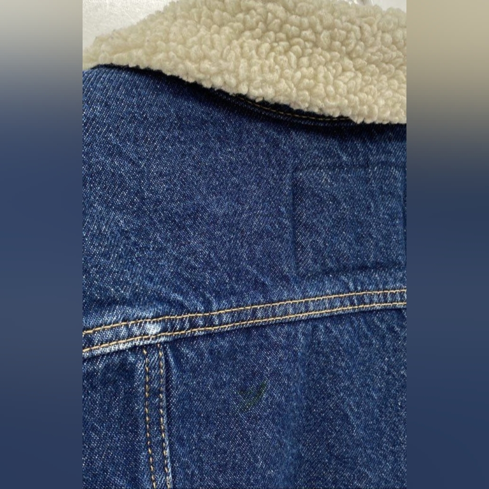 Levi's Blue Jean Denim Sherpa Fleece Jacket Caz Sherpa Collar Women M - Picture 7 of 7